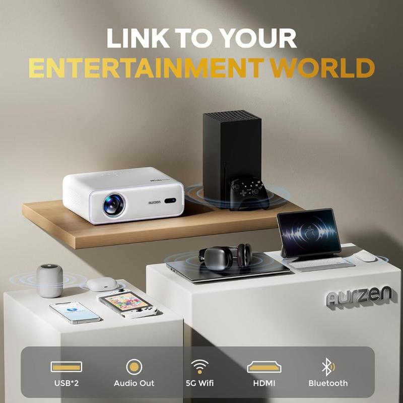 Projetor Inteligente Aurzen EAZZE D1 WiFi Bluetooth 1080P Branco